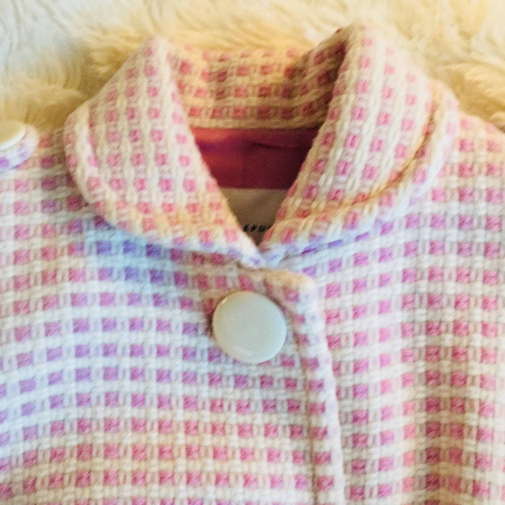 Banana Republic Pink/Cream Checked Tweed Coat XS